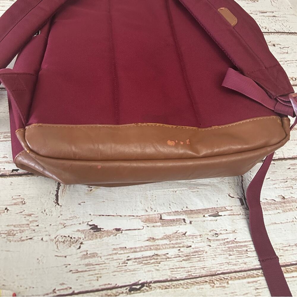 HERSCHEL SUPPLY CO Pop Quiz Backpack Burgundy Tan Laptop Sleeve Academia - Picture 5 of 9